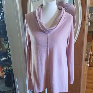 Pink Cowl Neck Sweatshirt with Relaxed Fit